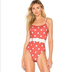 SOLID & STRIPED Red Polka Dot One Piece Swimsuit